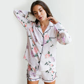 Floral Print Satin Pajama Pajama Set  PJ Shorts  Summer PJs  Plus Size Lounge and Sleepwear